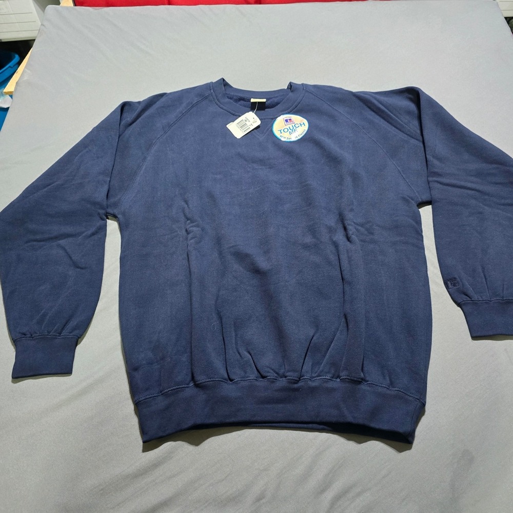 new deadstock Russell Athletic Sweatshirt Men Large Blue Vintage Fleece Crewneck